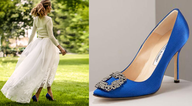 Olivia Palermo'nun gelinliği ve mavi
gelin ayakkabıları